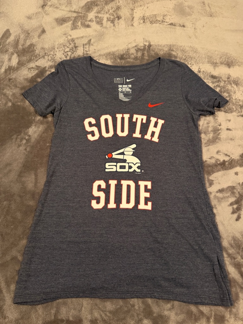 Nike Navy 'South Side' Women's Graphic Tee with Red Accent